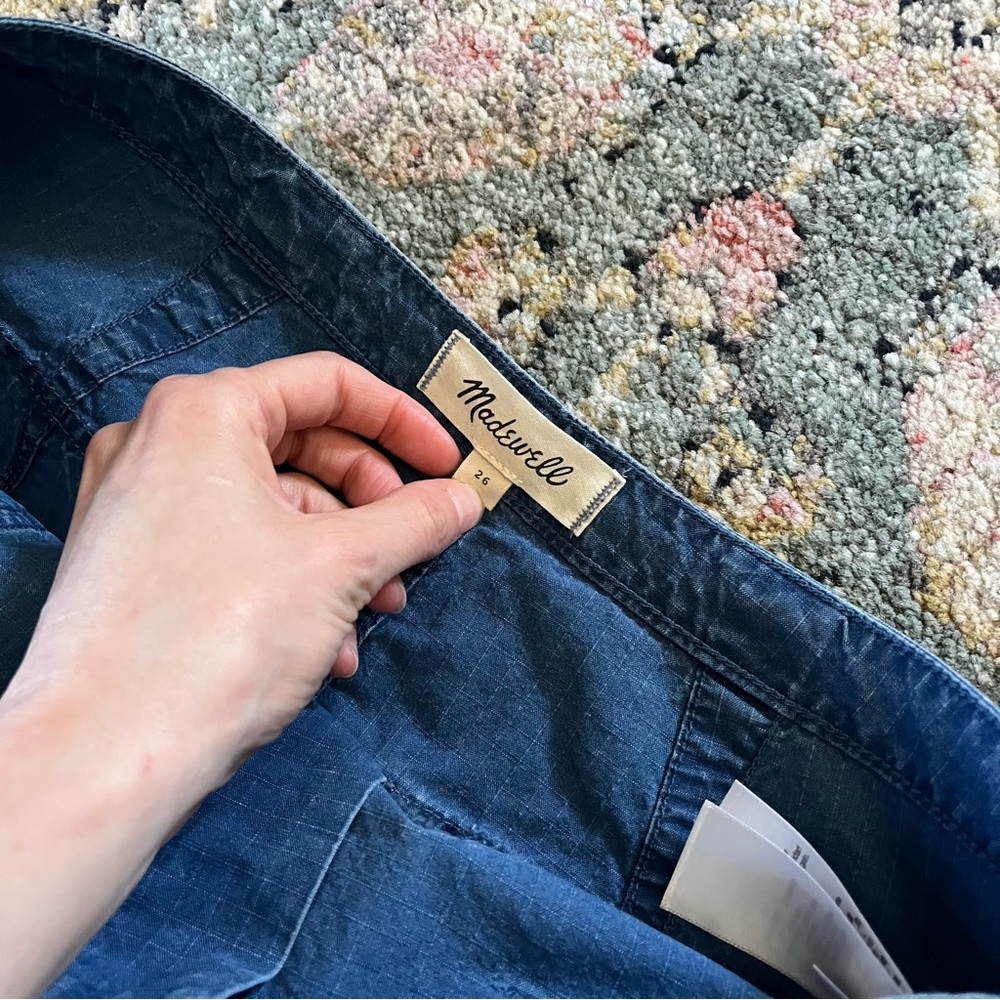 Madewell Indigo Ripstop Drawstring Cargo Pants Blue Sz 26 - Picture 8 of 10